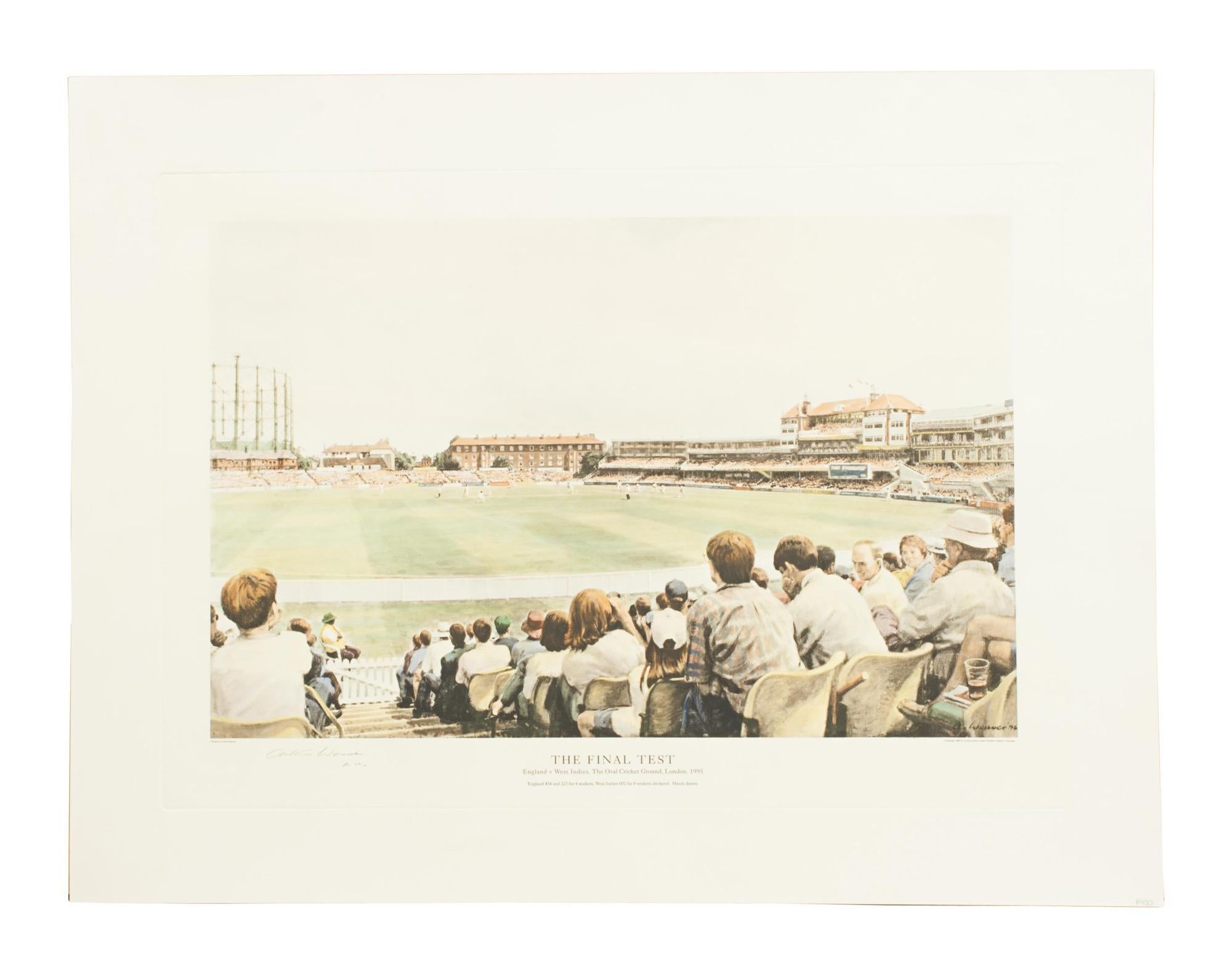 Cricket Print, England v. West Indies at the Oval, by Arthur Weaver For Sale 1