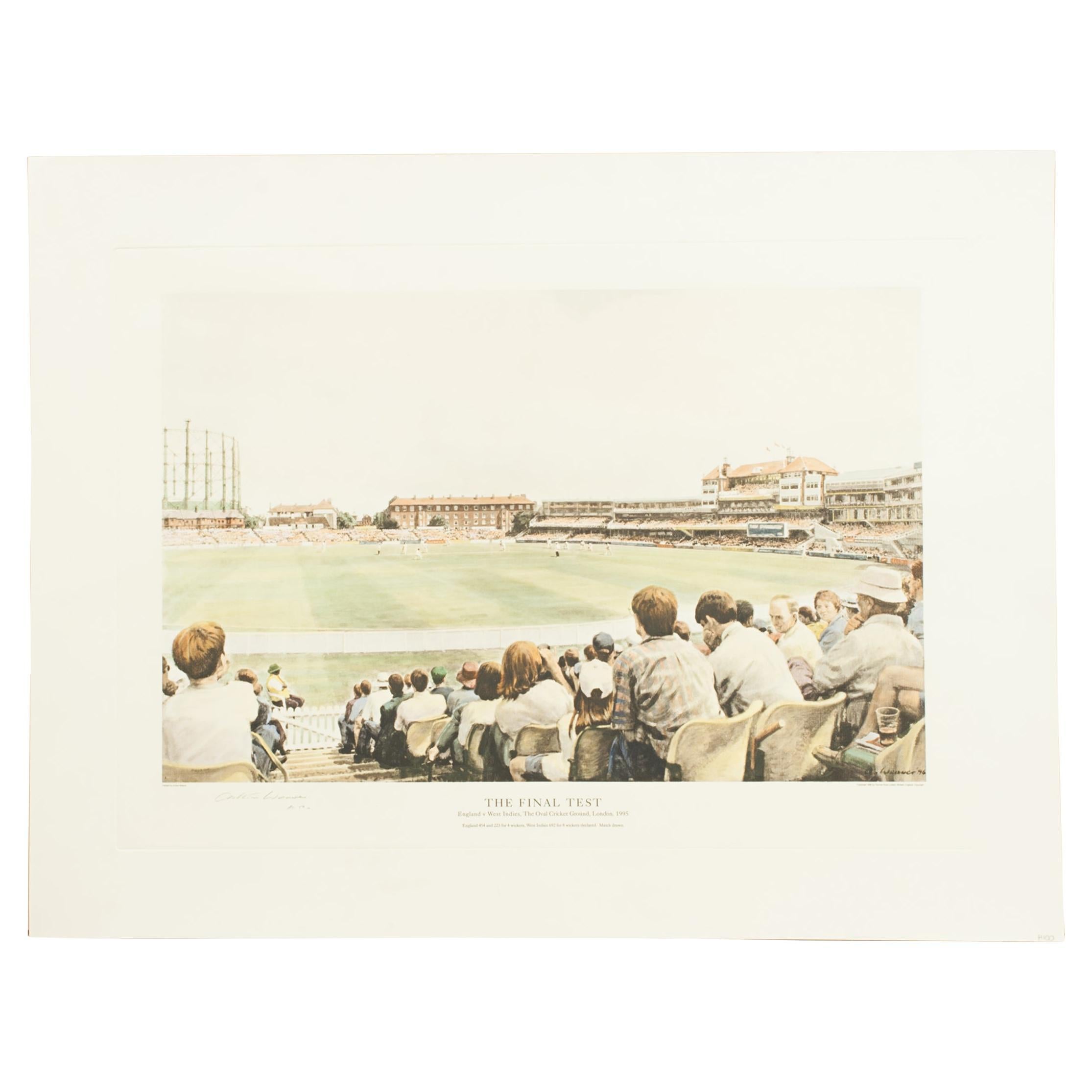 Cricket Print, England v. West Indies at the Oval, by Arthur Weaver For Sale