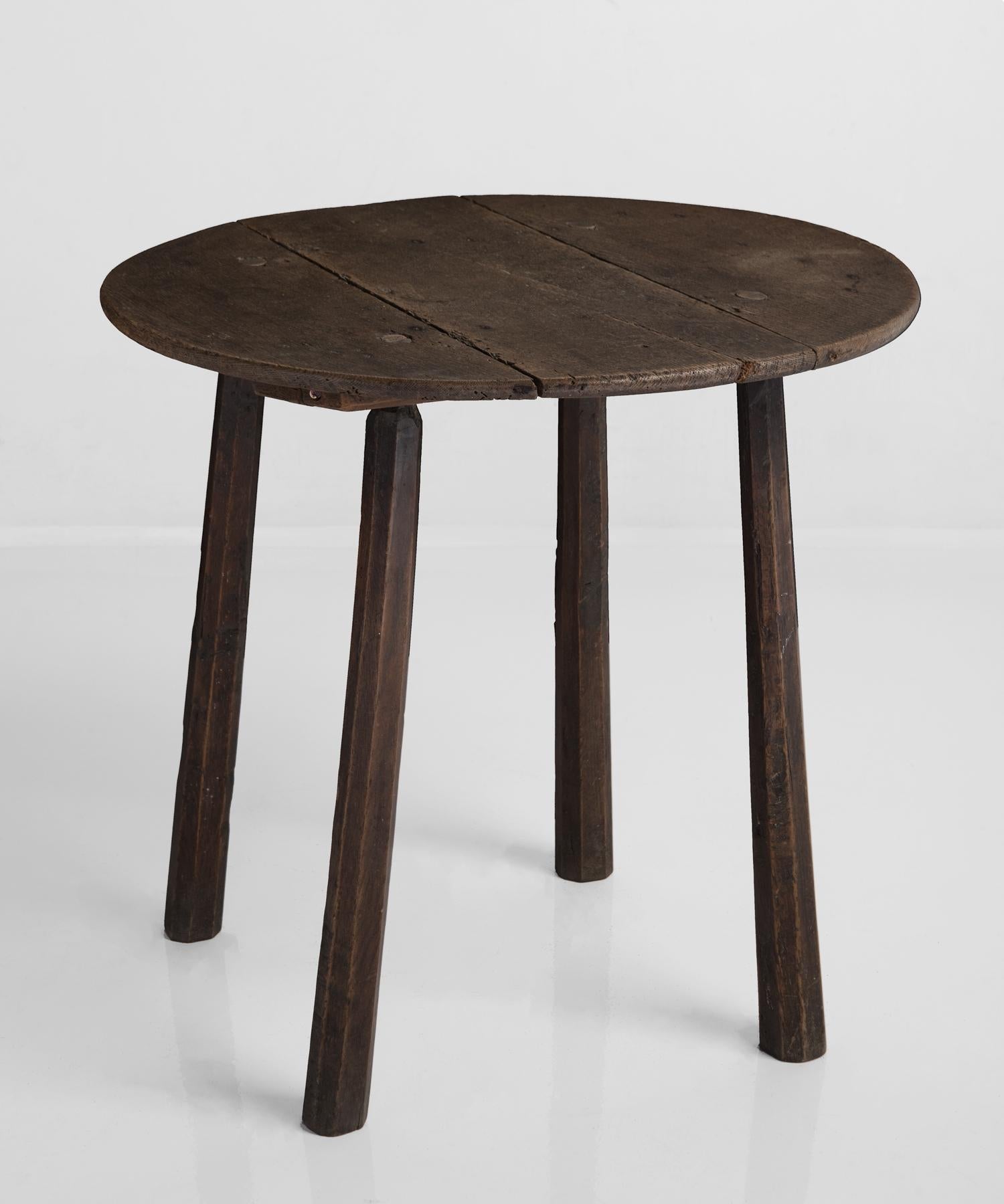 Cricket table, England, 19th century.

Minimal, primitive form with stick legs and rich patina.
  