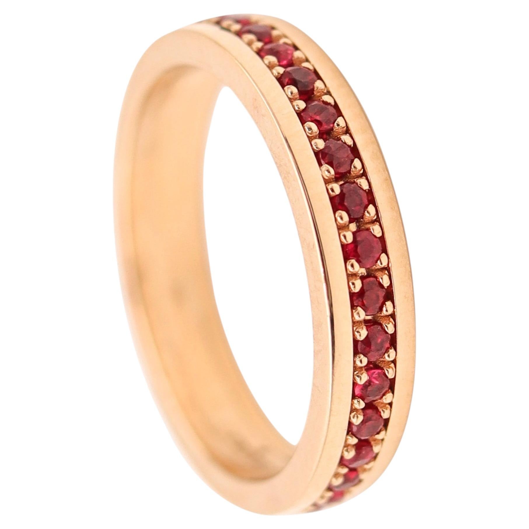 CRIERI Bold Eternity Ring Band in 18Kt Rose Gold mit 1,01 Cwt Vivid Red Rubies