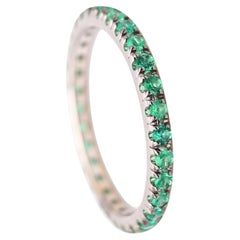 CRIERI Classic Eternity Ring Band 18Kt White Gold & 1.12 Cwt Colombian Emeralds