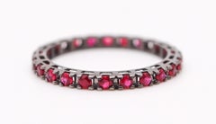 CRIERI Classic Eternity Ring Band In 18Kt Blackened Gold & 0.96 Cwt Red Rubies