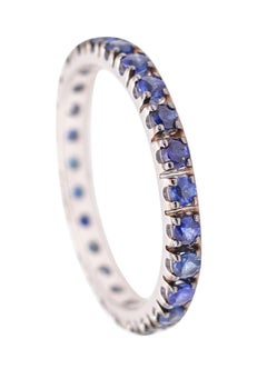 CRIERI Classic Eternity Ring Band In 18Kt White Gold & 0.76 Cwt Vivid Blue