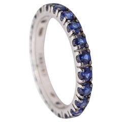 CRIERI Eternity Classic Ring-Band In 18Kt White Gold And 1.80 Cwt Vivid Blue