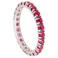 CRIERI Eternity Classic Ring Band In 18Kt White Gold With 1.25 Cwt Vivid Red