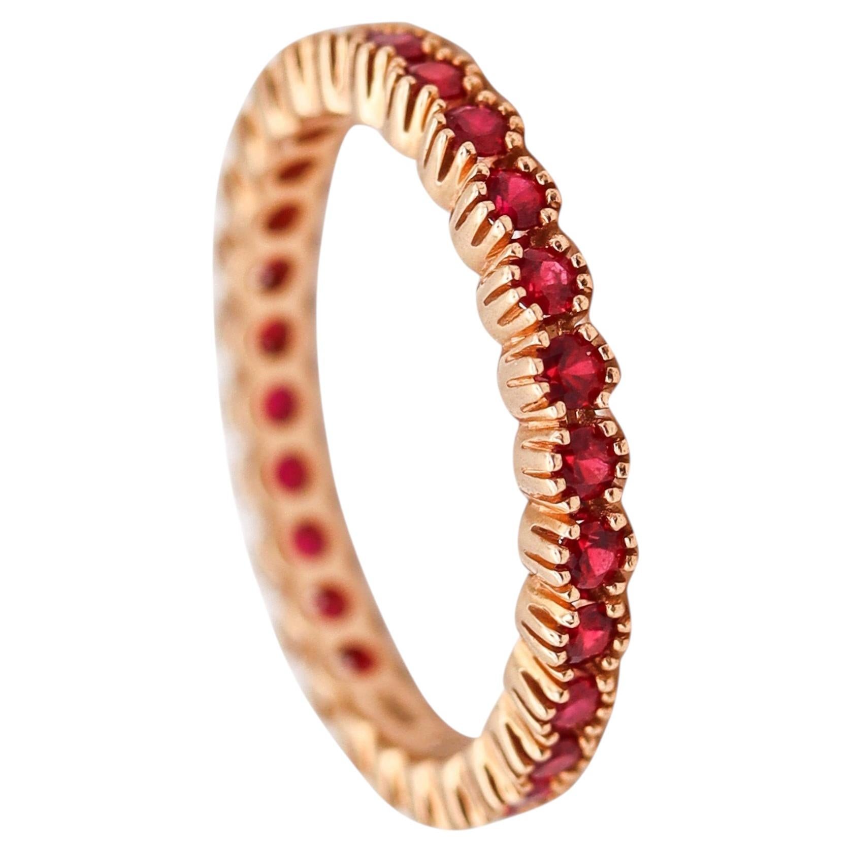 CRIERI Eternity Classic Ring Band In 18Kt Yellow Gold With 1.35 Cwt Vivid Red For Sale