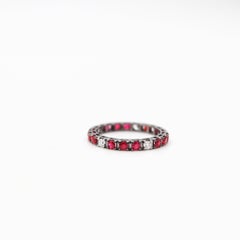 CRIERI Eternity Classic Ring In 18Kt Black Gold With 1.37 Cwt Rubies & Diamonds