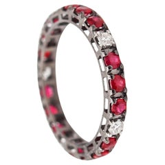 CRIERI Eternity Classic Ring In 18Kt Black Gold With 1.37 Cwt Rubies & Diamonds