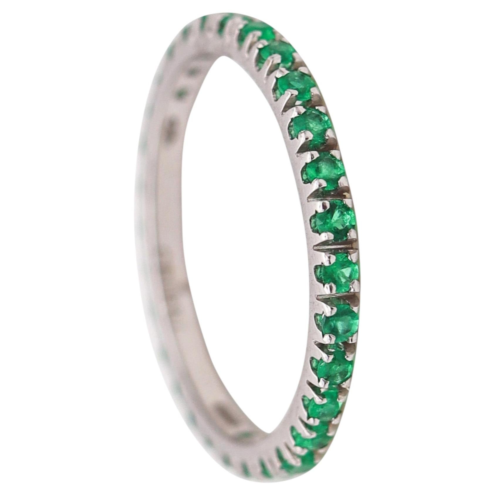 CRIERI Eternity Ring Classic Band In 18Kt White Gold And 1 Cwt Colombian For Sale