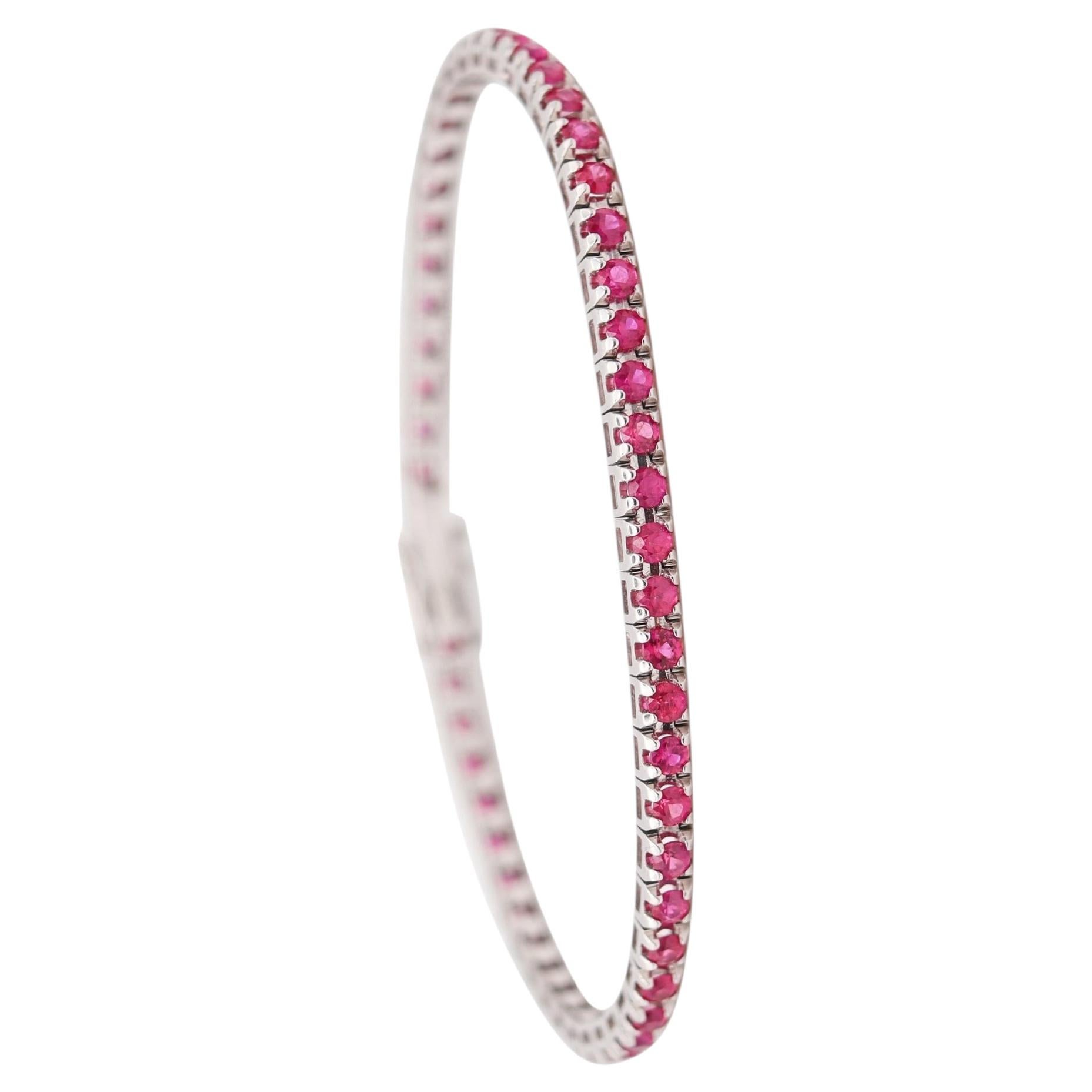 CRIERI Riviera Bracelet In 18Kt White Gold With 3.84 Cwt Vivid Red Rubies For Sale