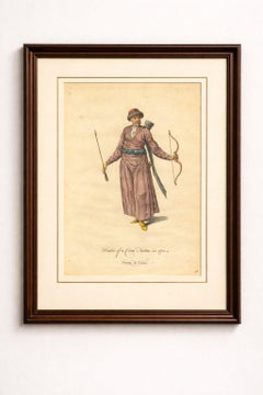 Crimean Tartar Archer Costume Print, Hand-Colored Jefferys 1749