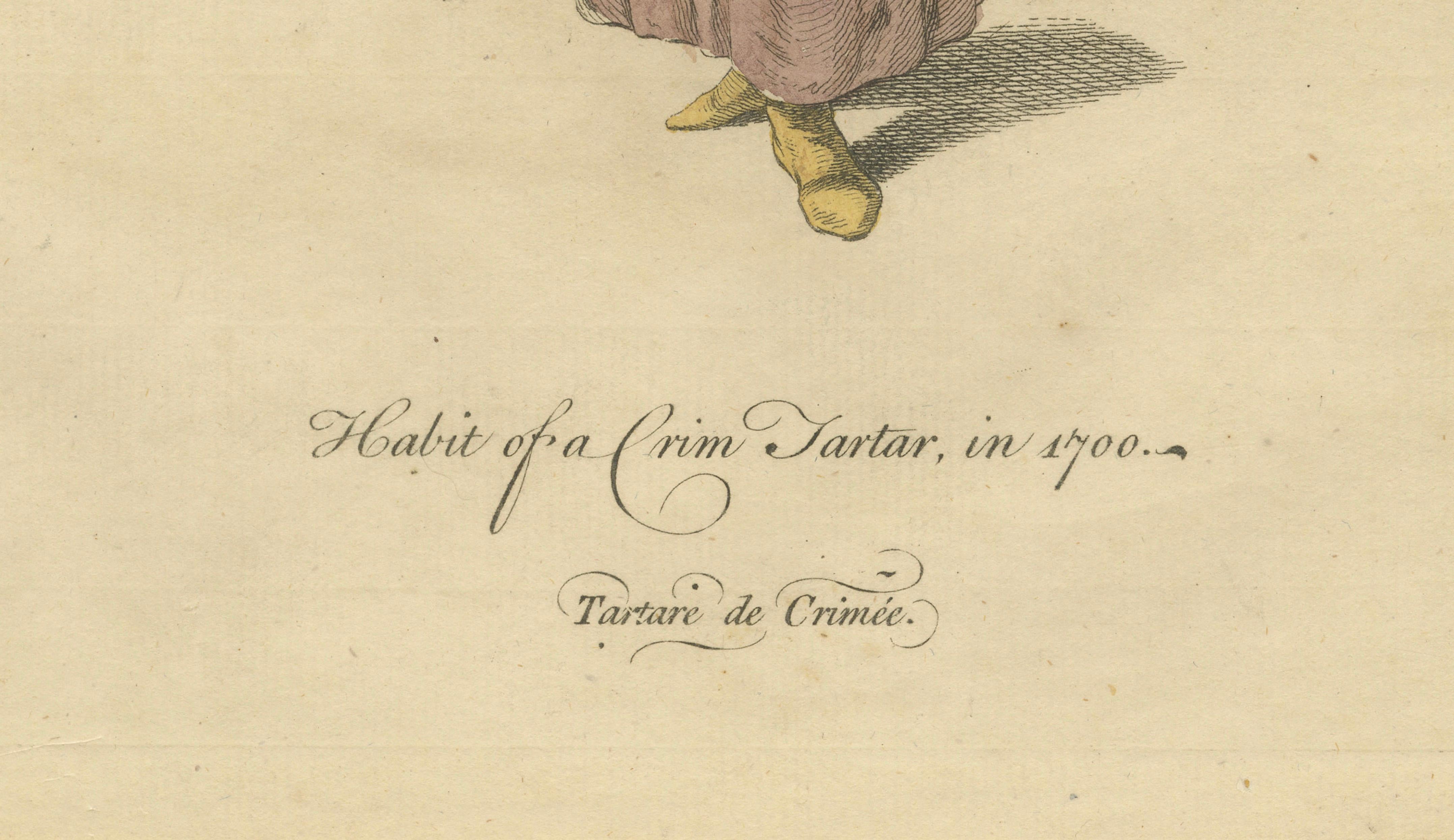Crimean Tartar Archer Costume Print, Hand-Colored Jefferys 1749