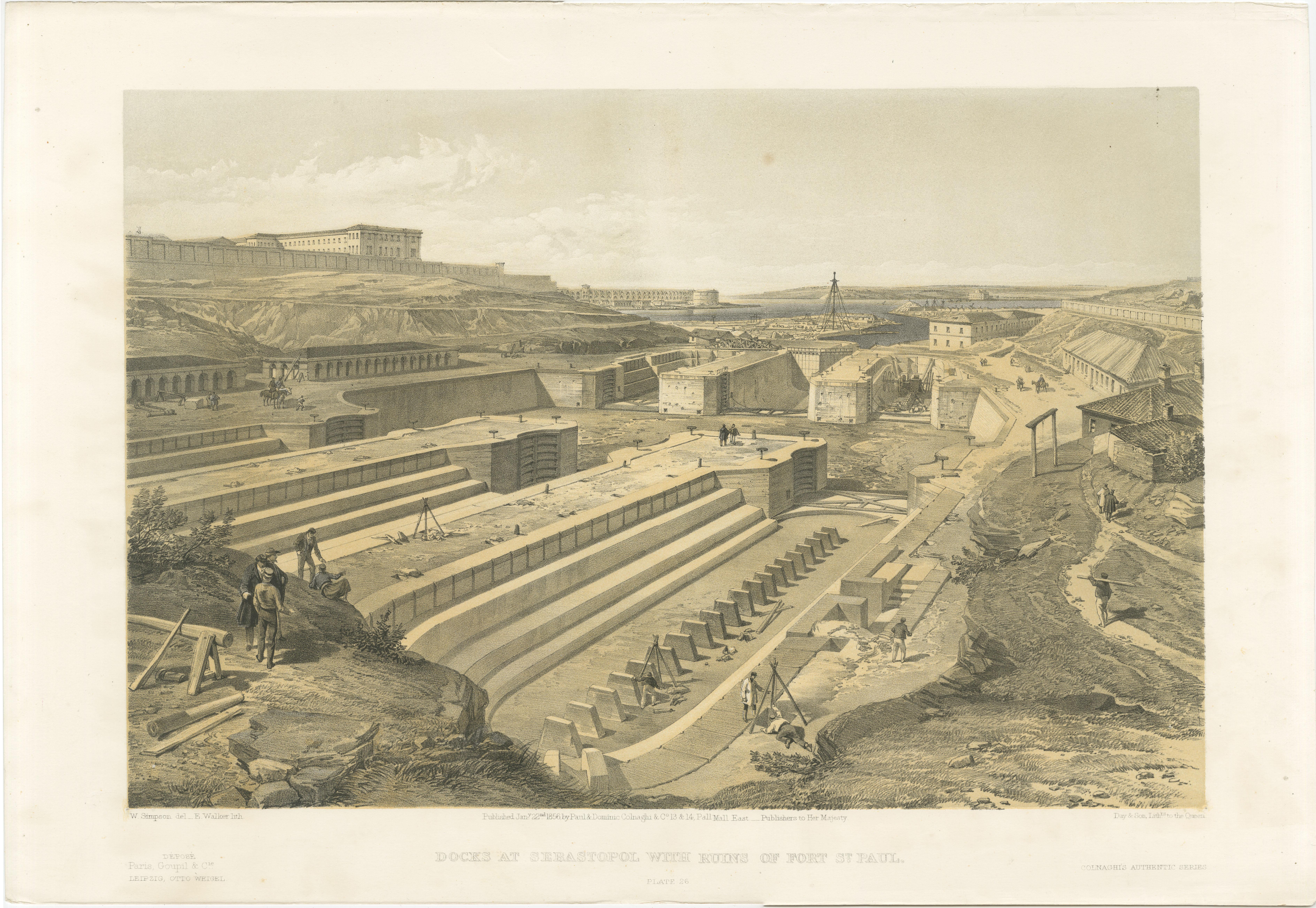 Paper Crimean War Lithograph Collection: Eight Views of Sevastopol Surroundings, 1855 For Sale