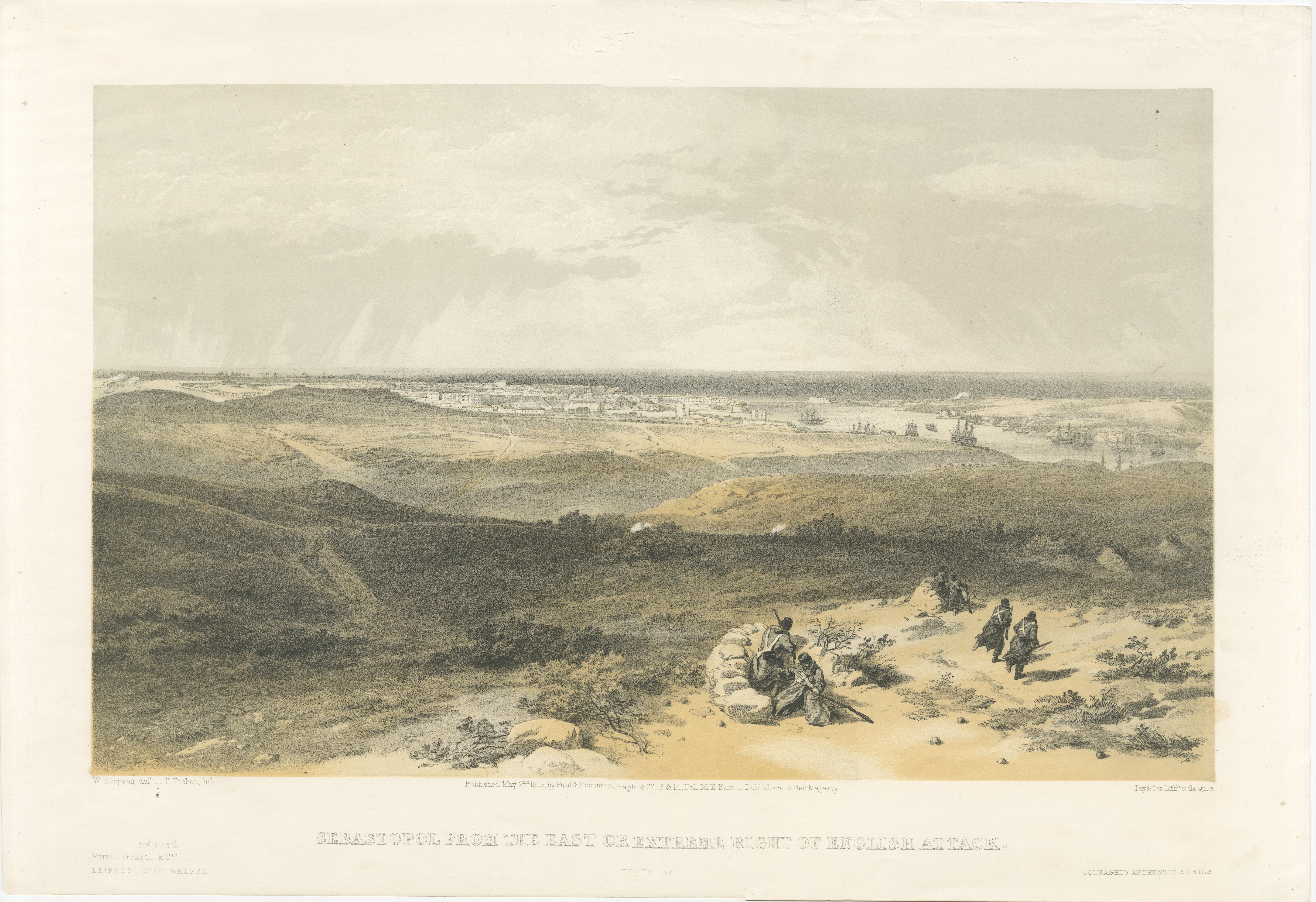 Crimean War Lithograph Collection: Eight Views of Sevastopol Surroundings, 1855 For Sale 1