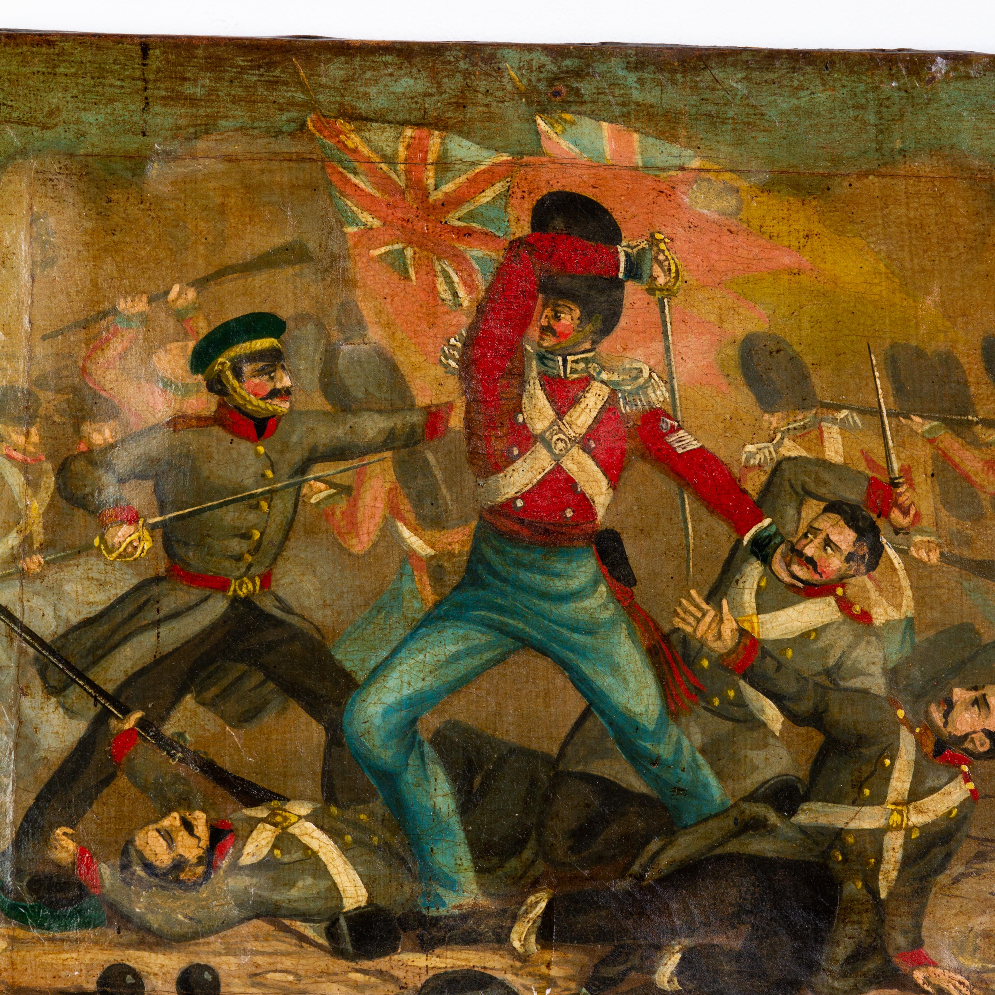 Soldados de la guerra de Crimea Pintura al óleo sobre lienzo Siglo XIX 
Dimensiones: 41 x 33 cm, 
Buen estado en general, con restauraciones profesionales en la parte posterior de la lona
De una colección privada.
Envío internacional gratuito.