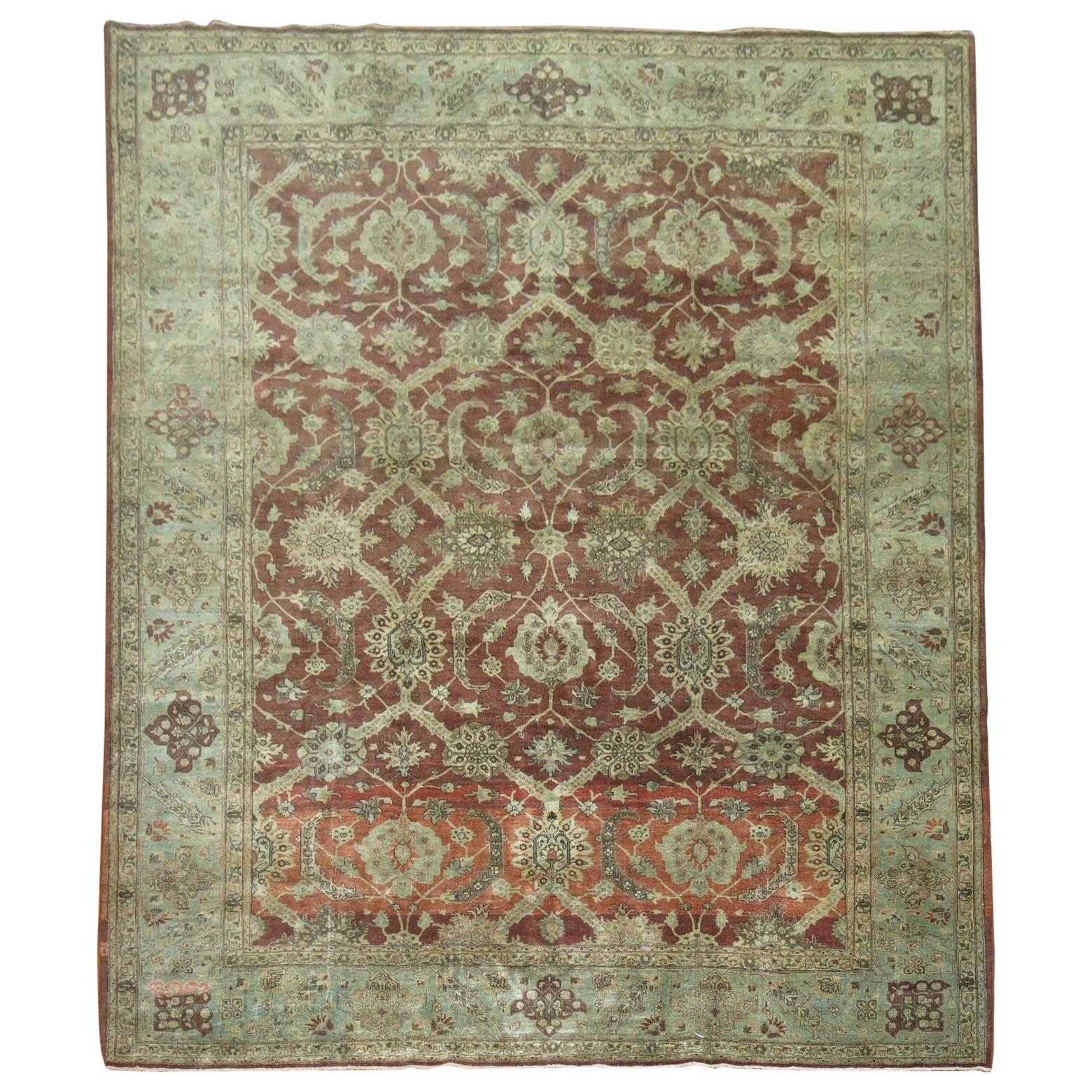 Tapis de Tabriz persan ancien Crimson de taille normale