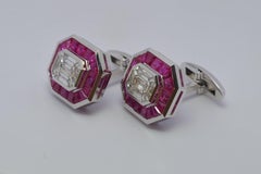Crimson Architect - Illusion Cut Diamond set with Rubies in Designer Cufflinks