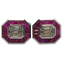 Crimson Architect - Illusion Cut Diamond set with Rubies in Designer Cufflinks