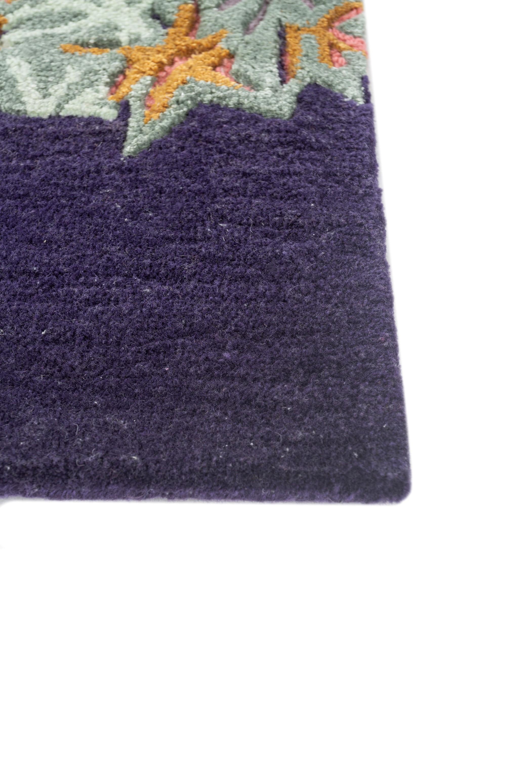 Modern Crimson Chronicles Purple Velvet & Purple Velvet 150x240 cm Hand Tufted Rug For Sale