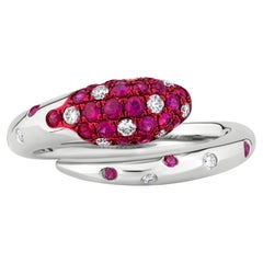 Nigaam Crimson  0.75 Cts. Ruby and VS Diamond Ring Size 7 in 18K White Gold