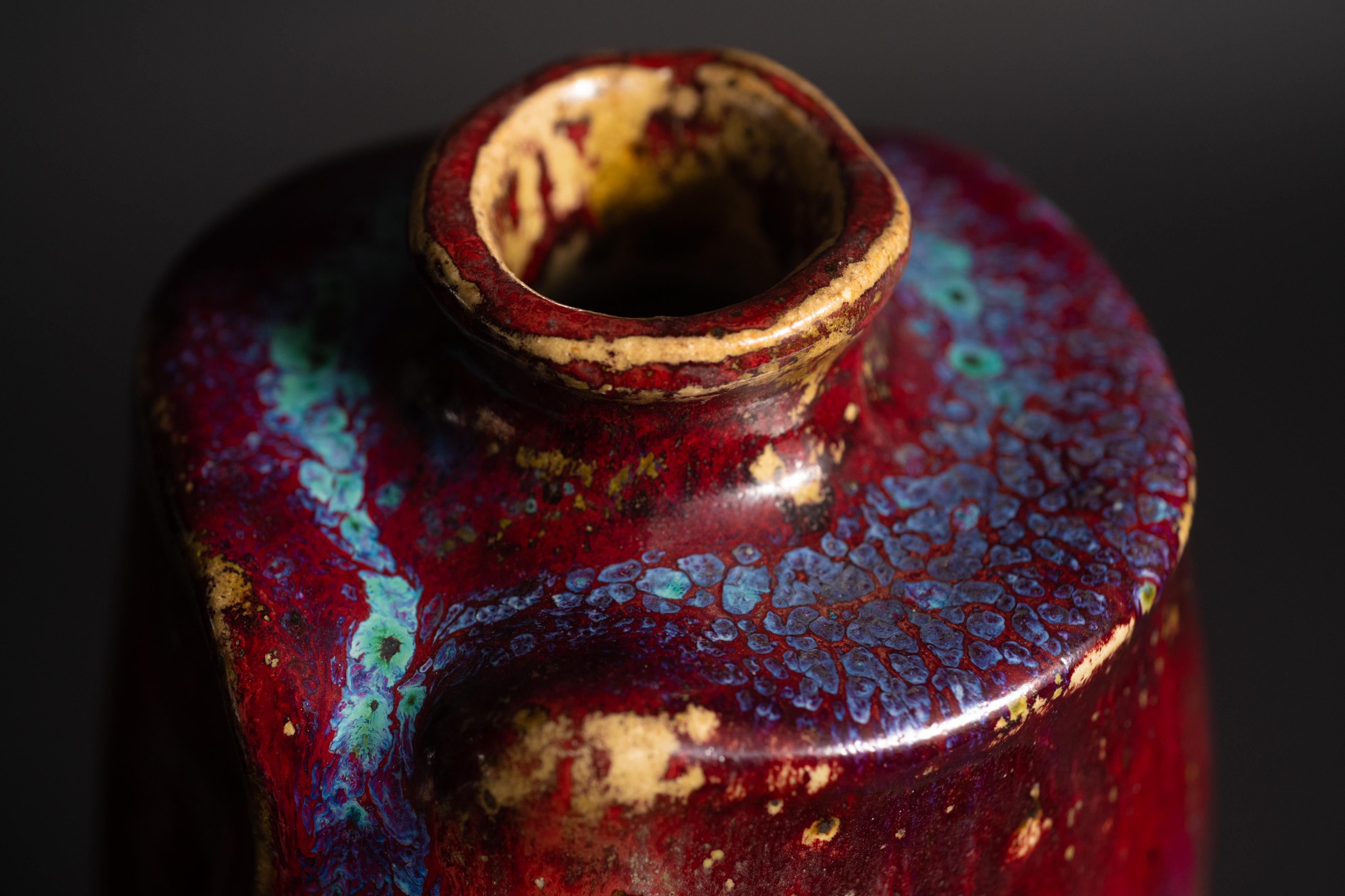 Glazed Art Nouveau Stoneware Crimson Flambe Vase Pierre-Adrien Dalpayrat For Sale