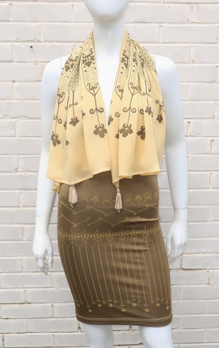 Crimson Italian Skirt and Scarf Ensemble For Sale at 1stDibs