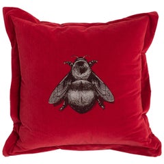 Crimson Napoleon Bee Cushion by Timorous Beasties