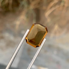 Crimson Orange Citrine 7.80 Carats Emerald Cut Natural Loose Brazilian Gemstone