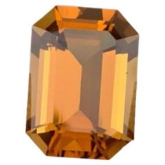 Pierre précieuse brésilienne non sertie de 7,80 carats, citrine orange Crimson, taille émeraude