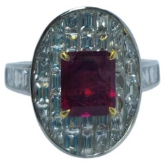 Crimson Rarity - ULTRA RARE Red Beryl (Emerald) Ring set with Diamonds in 18K