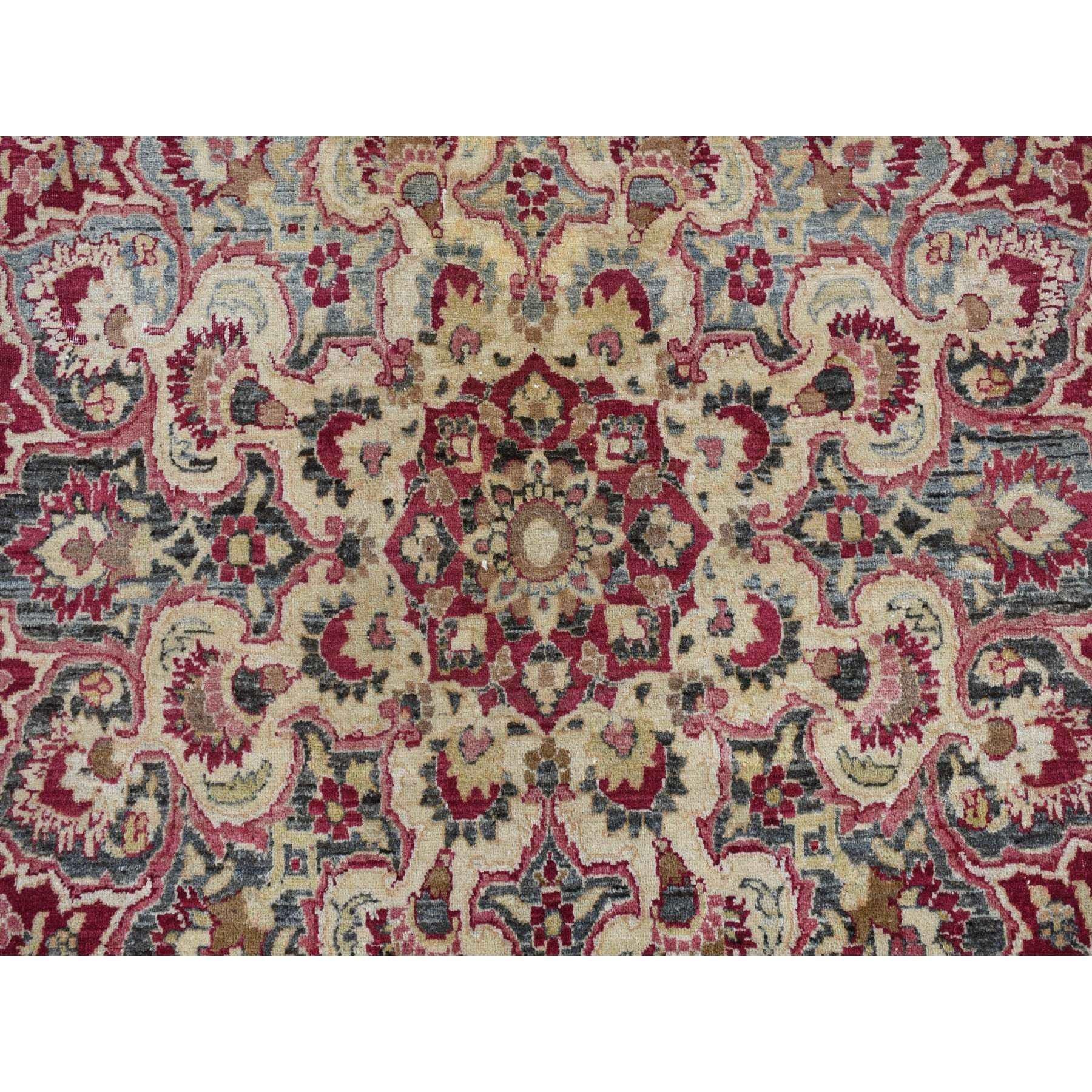 Crimson Red Antique Persian Khorsan Hand Knotted Pure Wool Clean Rug 8'9