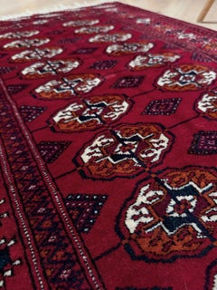 Crimson Red Bukhara • Traditional Handmade Turkmen Scatter Rug (3'x5')