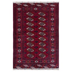 Rosso cremisi Bukhara - Tappeto Turkmen Scatter fatto a mano (2'8"4'6")