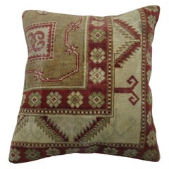 Vintage Crimson Red Camel Turkish Rug Pillow