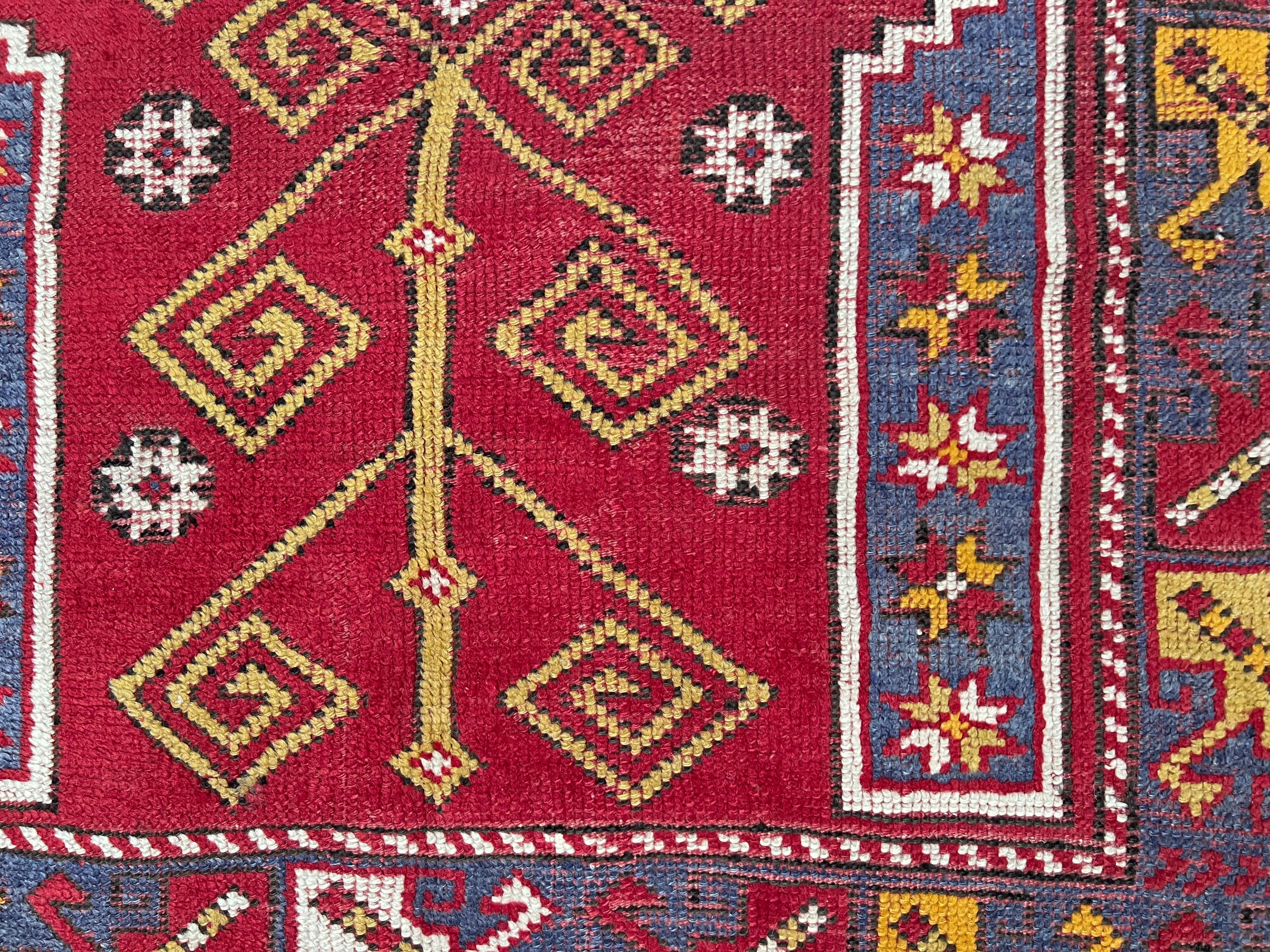 Crimson Red Canakkale • Handmade Vintage Turkish Rug (4'x6') • 1940s Anatolia For Sale 6