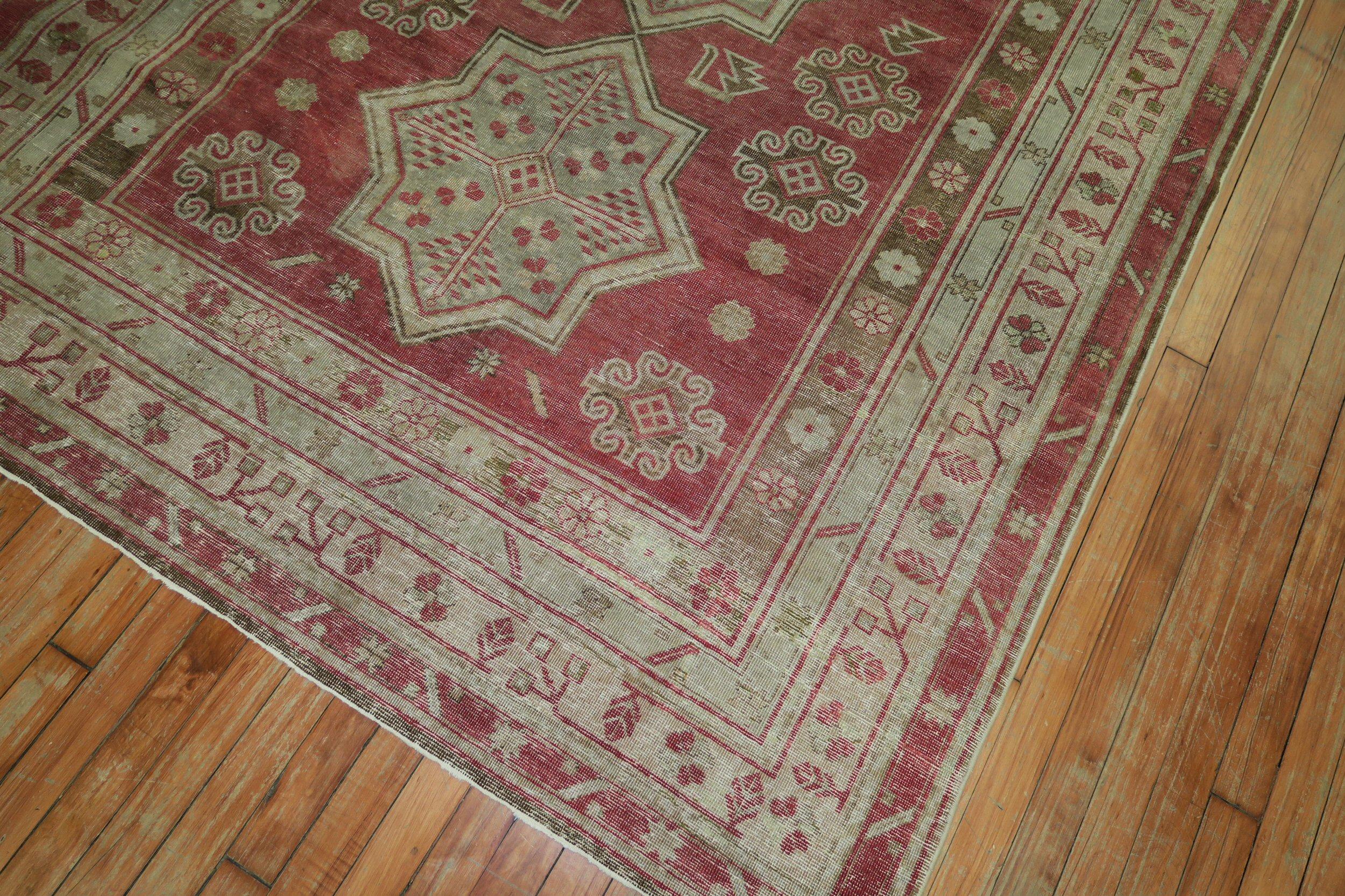 Agra Crimson Red Central Asian Rug For Sale