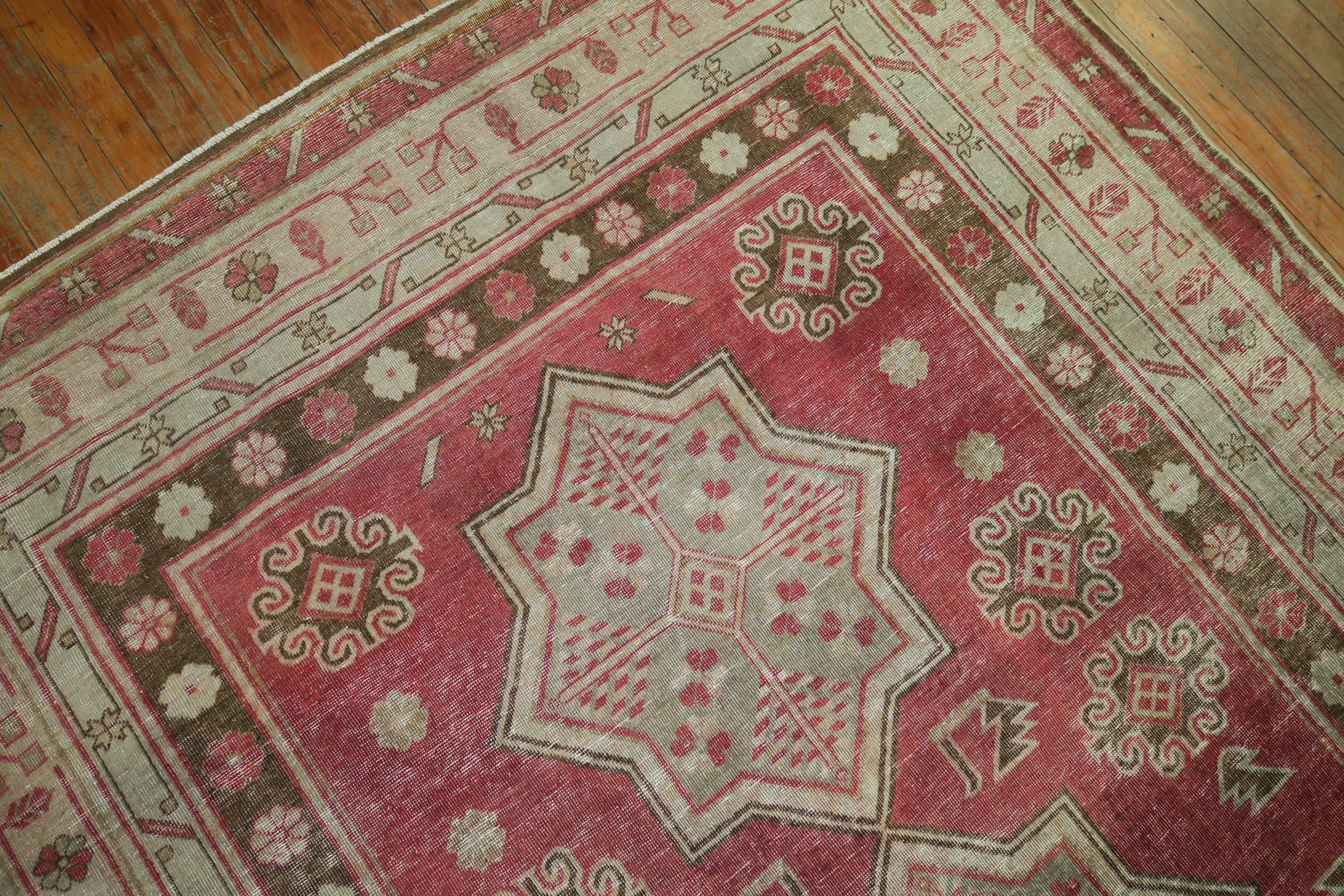 Crimson Red Central Asian Rug In Good Condition For Sale In New York, NY