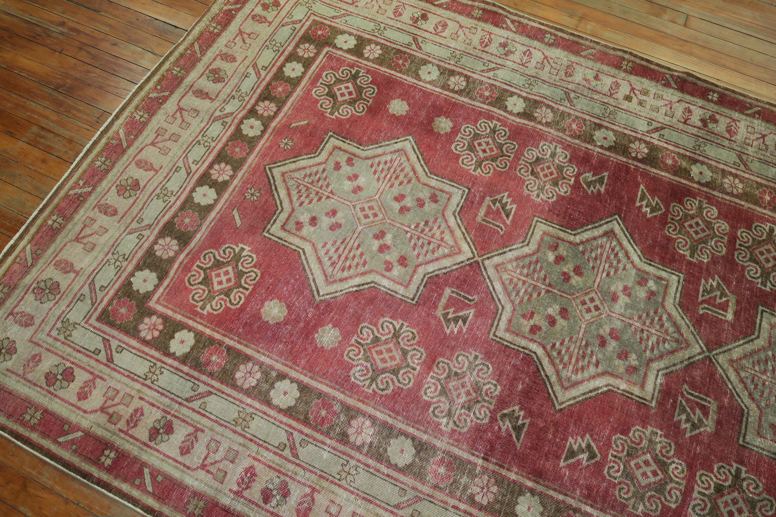 Wool Crimson Red Central Asian Rug For Sale