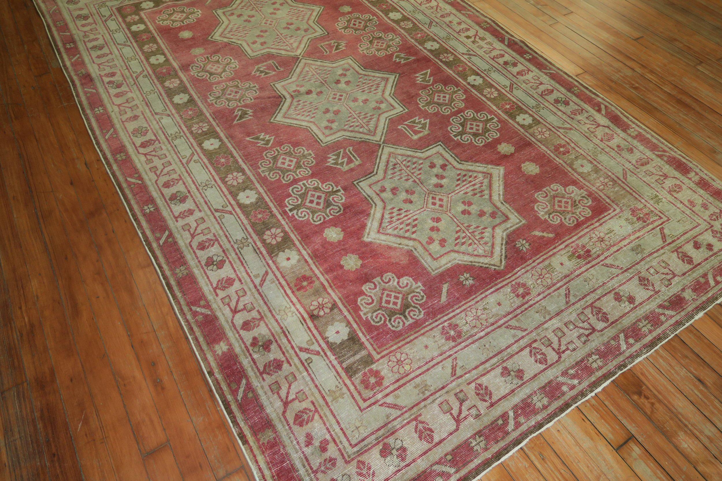 Crimson Red Central Asian Rug For Sale 2