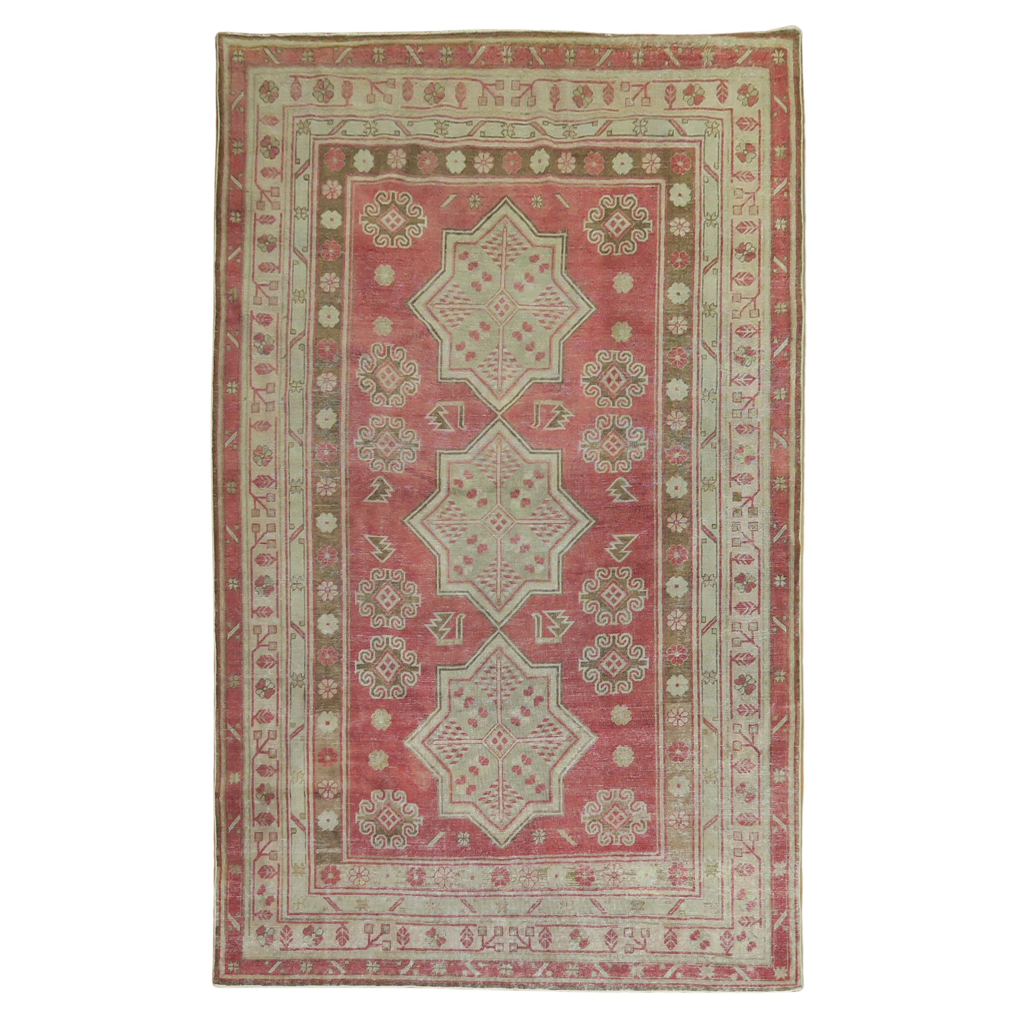 Crimson Red Central Asian Rug For Sale