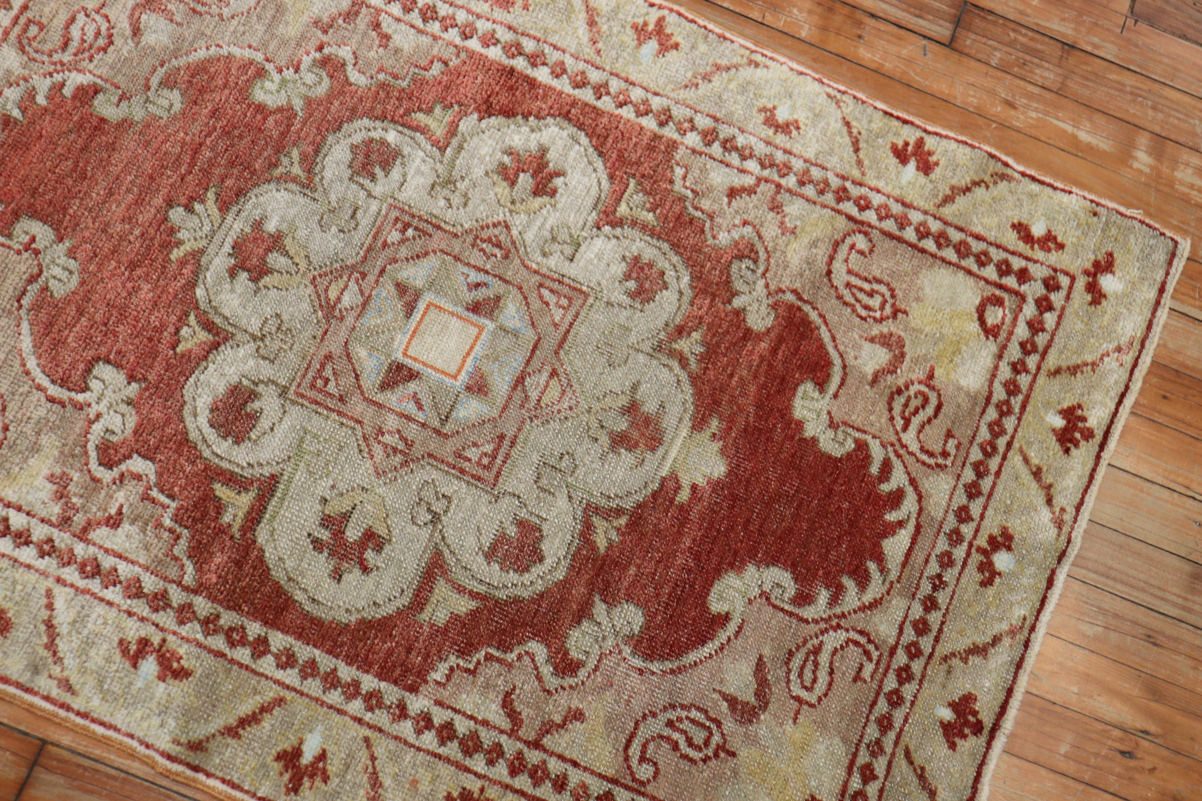 Hand-Knotted Crimson Red Turkish Scatter Rug For Sale