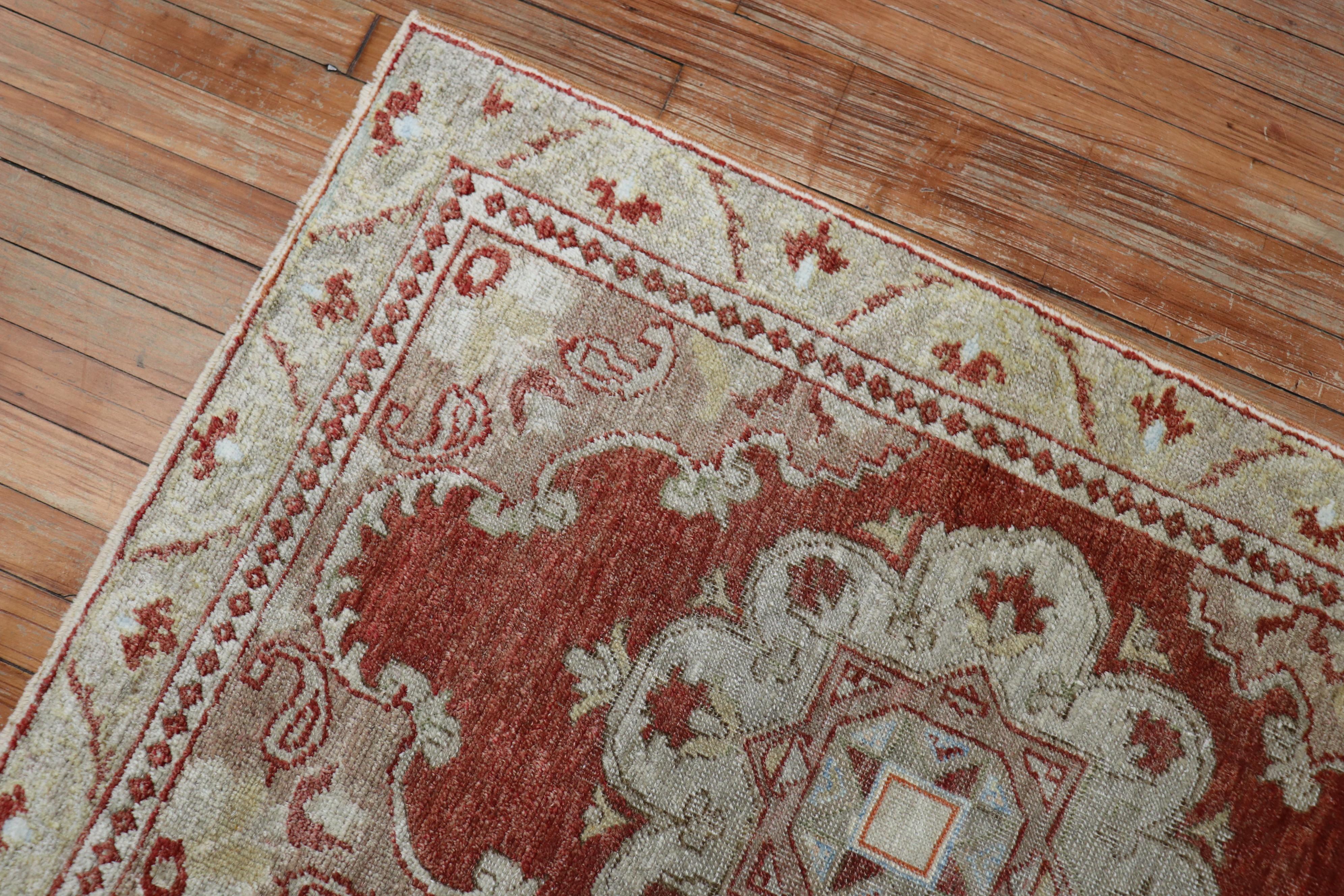 20th Century Crimson Red Turkish Scatter Rug For Sale