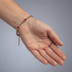 Crimson Royale 14K (oder 18k auf Anfrage) Gelbgold Rubin Diamant Kette Armband