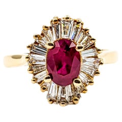 Bague Ballerine en rubis cramoisi et diamant baguette