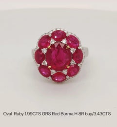 Crimson Sovereign - Burma Ruby Ring with Burmese Rubies & Diamonds in 18K