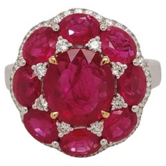 Crimson Sovereign - Burma Ruby Ring with Burmese Rubies & Diamonds in 18K