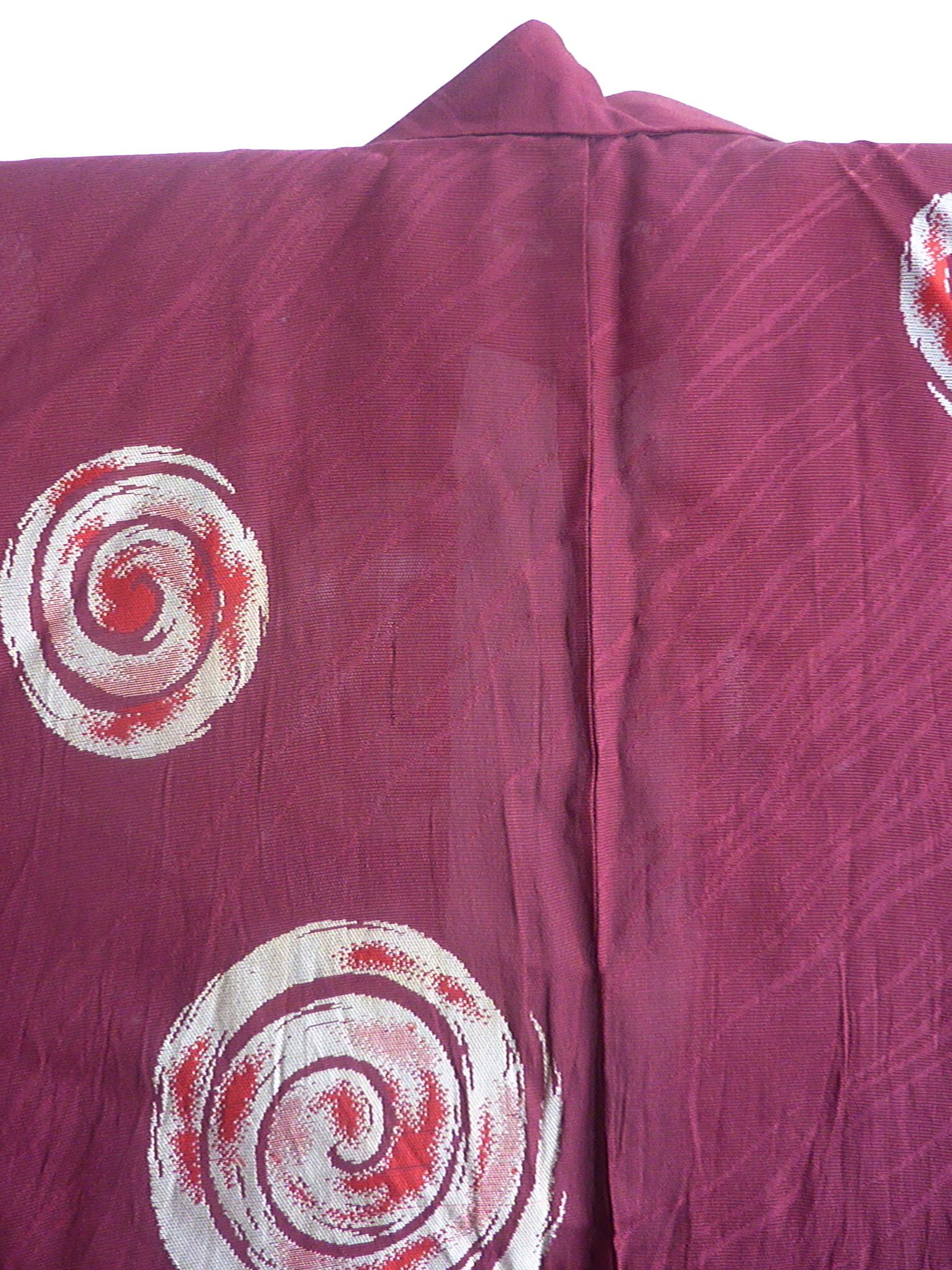 Brown Crimson Swirl Vintage Japanese kimono