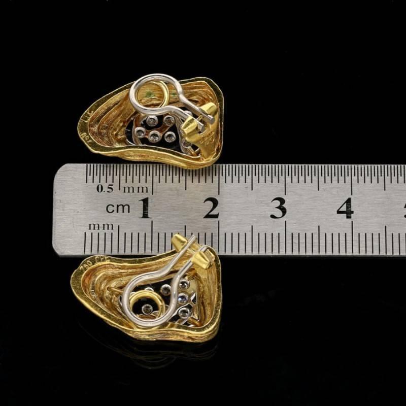 Women's or Men's Crinnan Jewellery Ltd Pavé Diamond 18 Carat Gold Abstract Design Earrings