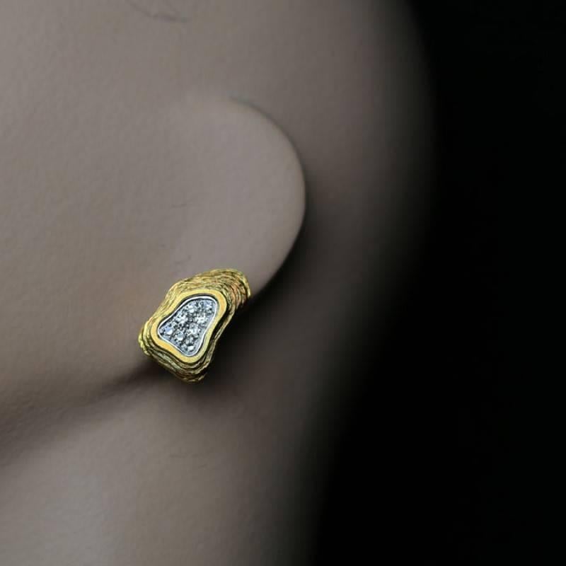 Crinnan Jewellery Ltd Pavé Diamond 18 Carat Gold Abstract Design Earrings 1