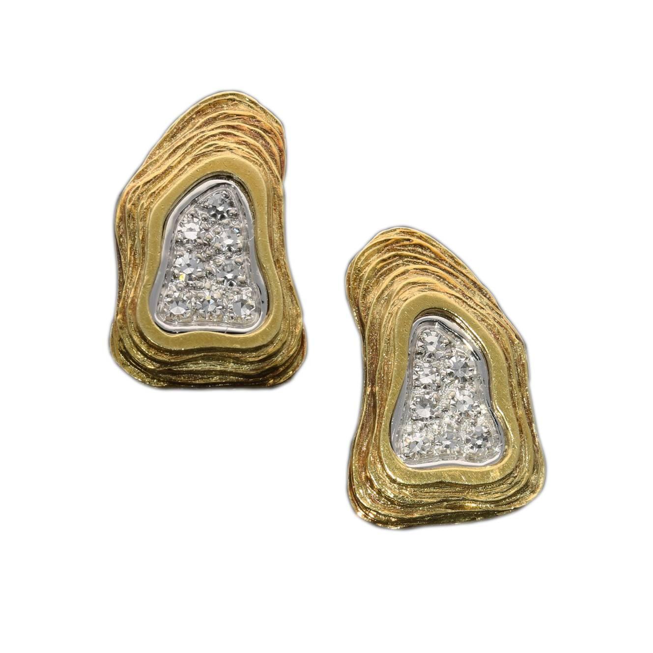 Crinnan Jewellery Ltd Pavé Diamond 18 Carat Gold Abstract Design Earrings